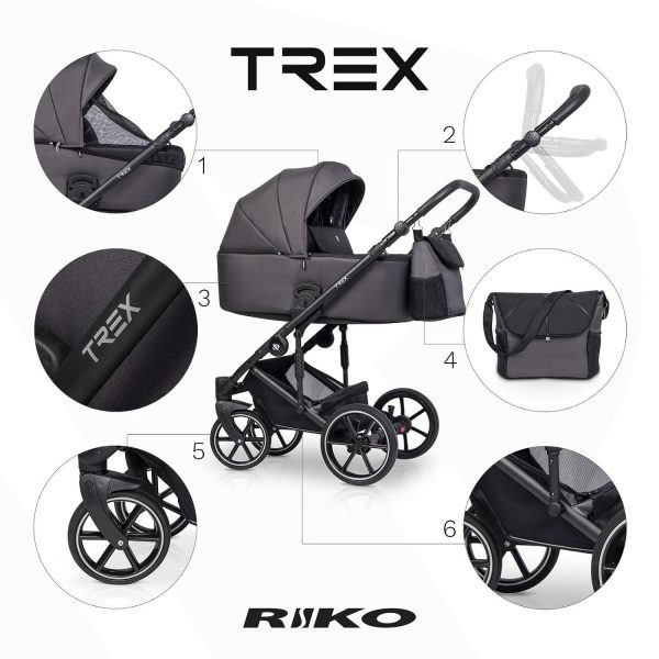 riko_TREX_anthracite-funkcje1______ Kinderwagen RIKO TREX 2in1 oder 3in1