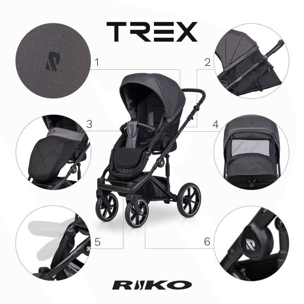 riko_TREX_anthracite-funkcje2_________ Kinderwagen RIKO TREX 2in1 oder 3in1