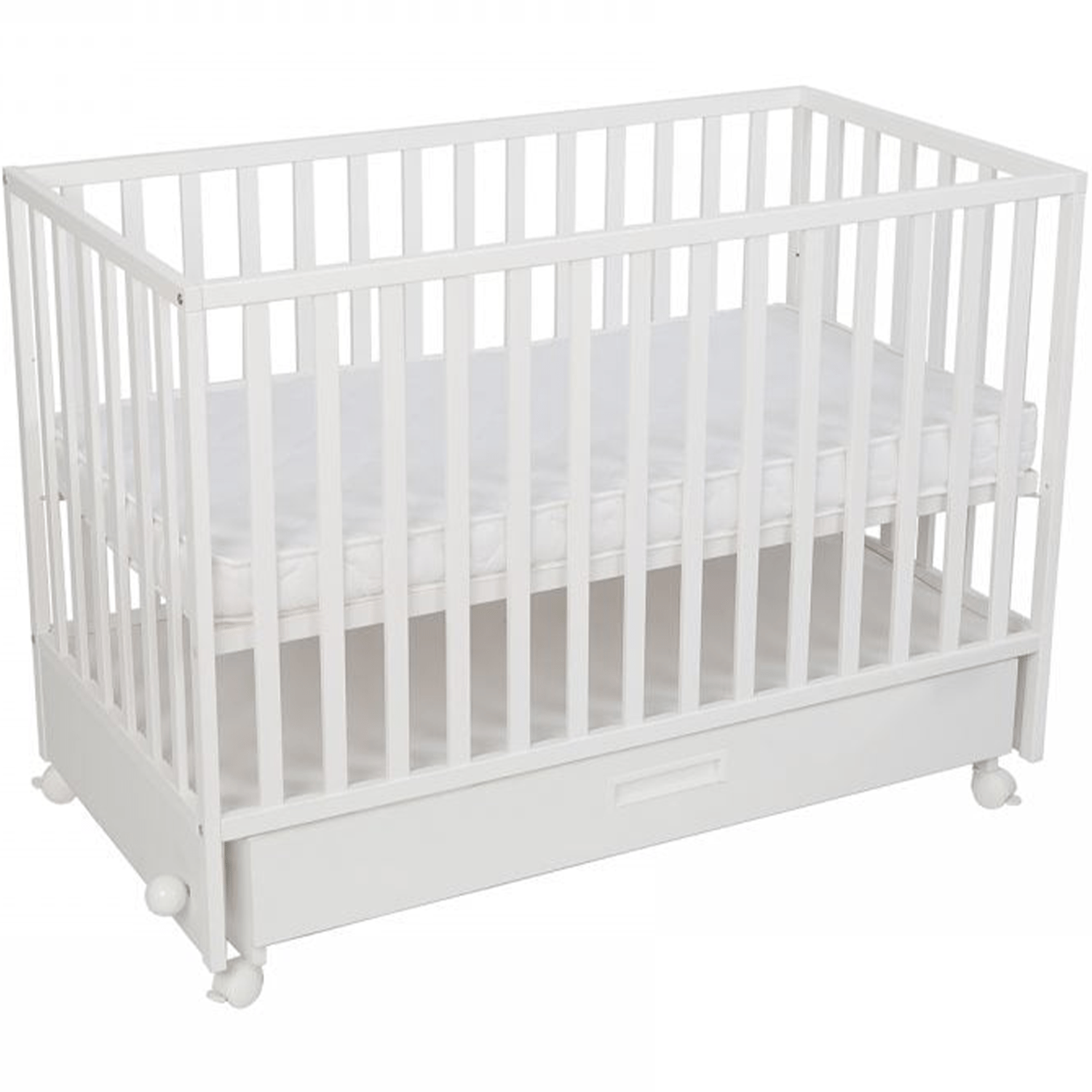 Multifunktionales Babybett 120 × 60 mit Schublade und Rädern LUX