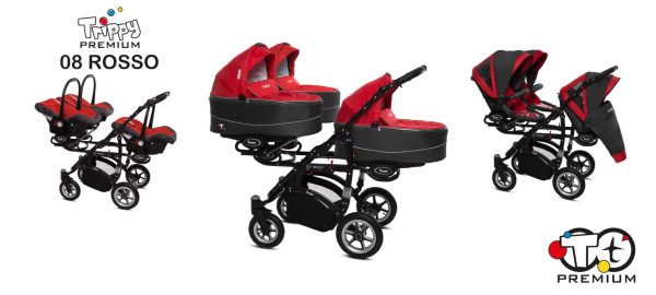 Drillingskinderwagen BabyActive Trippy Kinderwagen für Drillinge 3 in 1