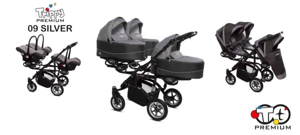 Drillingskinderwagen BabyActive Trippy Kinderwagen für Drillinge 3 in 1