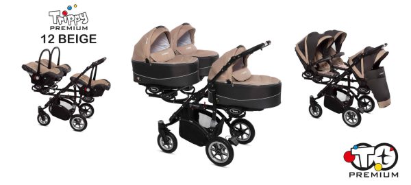 Drillingskinderwagen BabyActive Trippy Kinderwagen für Drillinge 3 in 1