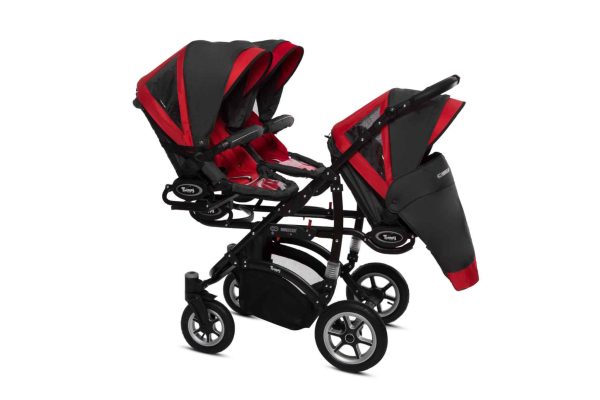 Drillingskinderwagen BabyActive Trippy Kinderwagen für Drillinge 3 in 1