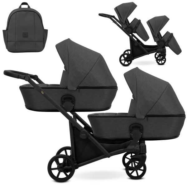BD-02 Graphite Zwillingskinderwagen Brav Duo Graphite 2in1/3in1/4in1 Kunert