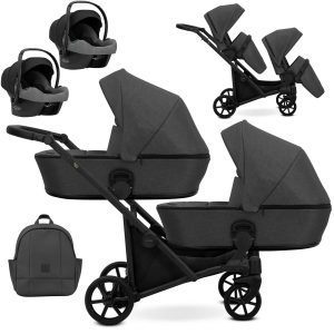 Zwillingskinderwagen Brav Duo Graphite 2in1/3in1/4in1 Kunert