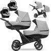 BO-01-B Szary Zwillingskinderwagen Booster Grey 2in1/3in1/4in1 Kunert