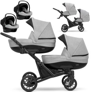 Zwillingskinderwagen Booster Grey 2in1/3in1/4in1 Kunert