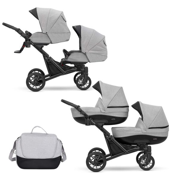 Booster_szary Zwillingskinderwagen Booster Grey 2in1/3in1/4in1 Kunert