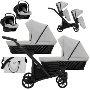 Zwillingskinderwagen Ivento Duo Eco Dove Grey 2in1/3in1/4in1 Kunert