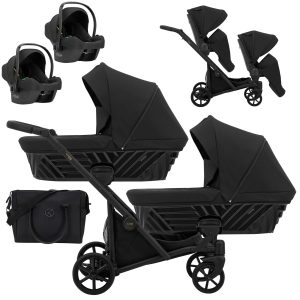 ID-12 Deep Black Zwillingskinderwagen Ivento Duo Deep Black 2in1/3in1/4in1 Kunert
