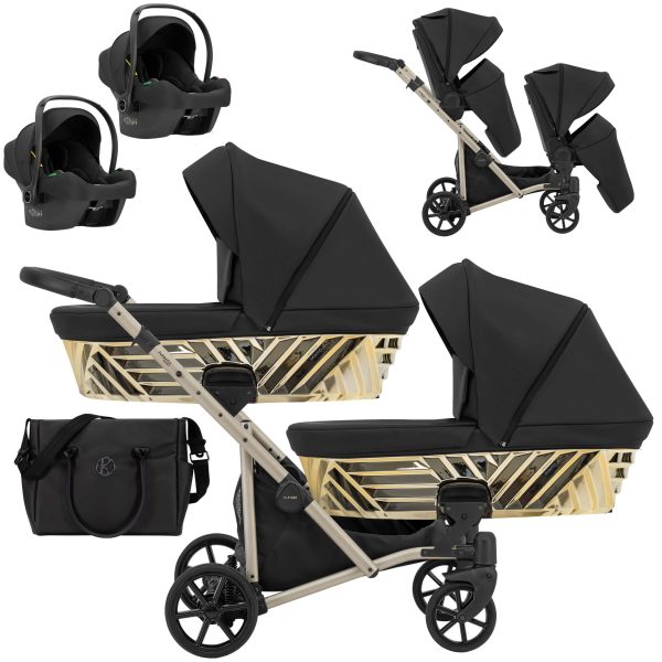 Zwillingskinderwagen Ivento Duo Glam Eco Black Pearl 2in1/3in1/4in1 Kunert