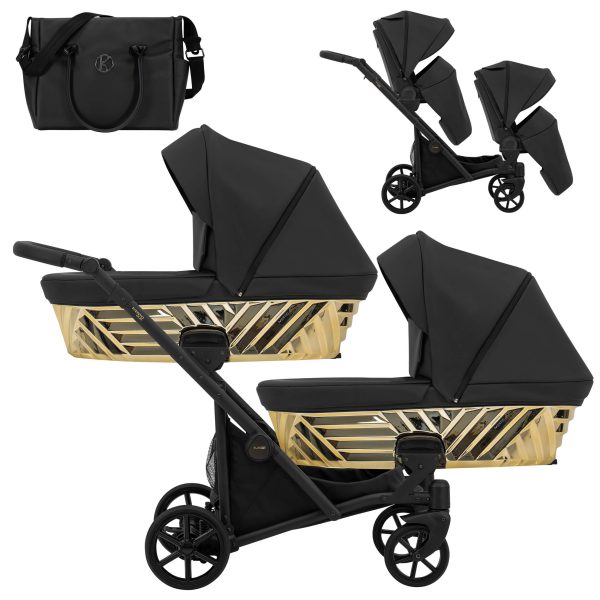 Zwillingskinderwagen Ivento Duo Glam Eco Black Pearl 2in1/3in1/4in1 Kunert