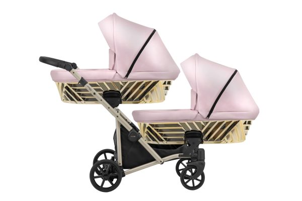 Zwillingskinderwagen Ivento Duo Glam Eco Pink Metalic 2in1/3in1/4in1 Kunert